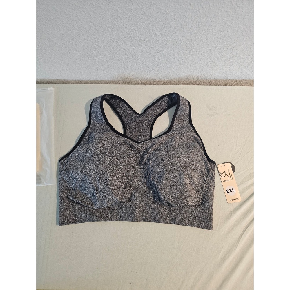 Truekind 2XL Seamless Racerback Sports Bra Heather Gray